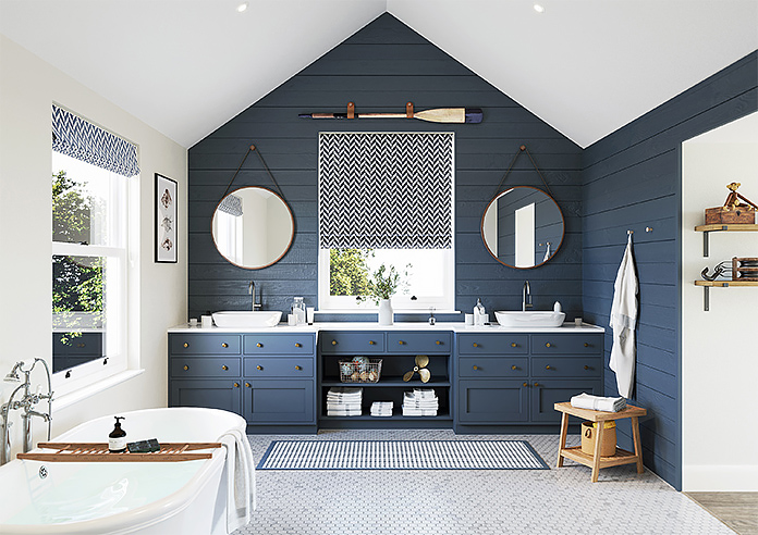 Chevron Stripe, Navy - Roman Blind - Image 8